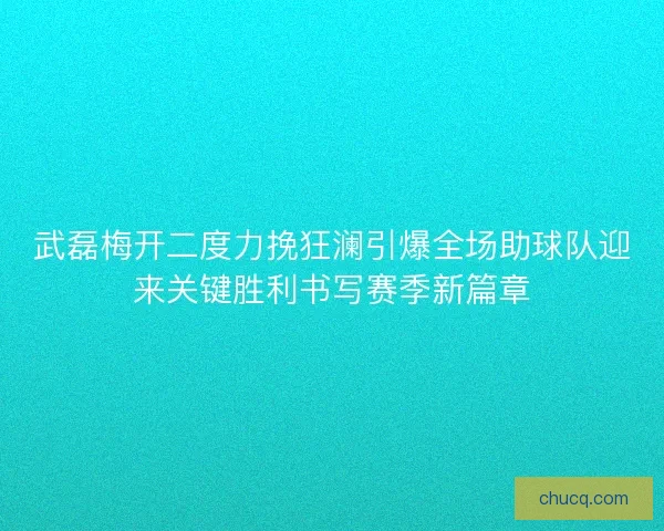 武磊梅开二度力挽狂澜引爆全场助球队迎来关键胜利书写赛季新篇章